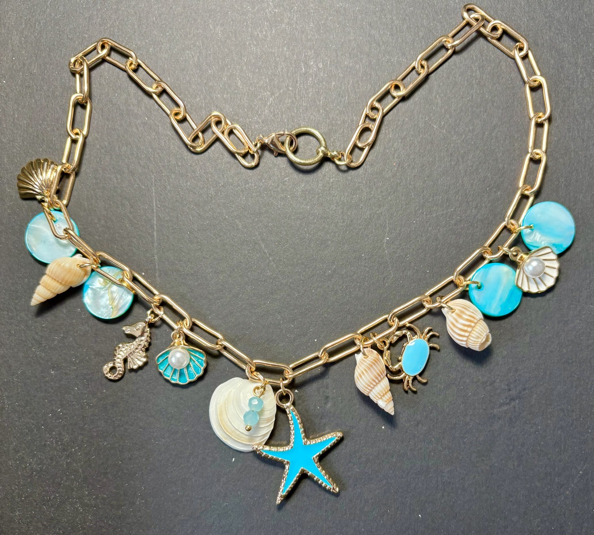 Turquoise & white shell necklet